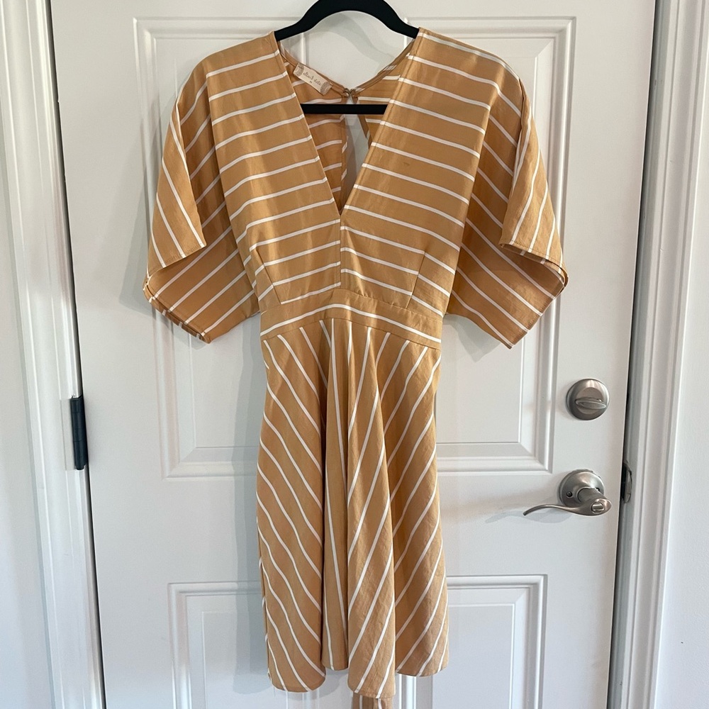 Altar'd State Tan V-Neck Dolman Sleeve Mini Dress size M